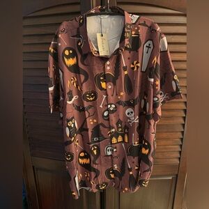 NWT Unisex Shelucki Halloween themed Hawaiian style shirt size XL